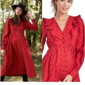 Hatch The Mae Maternity Dress Long Sleeve Embroidered Sz 0 =  XS